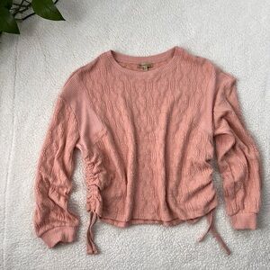 Democracy Blush Cable Knit Sweater with Side Ties
